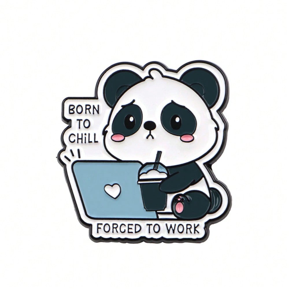 Office Tech Backpack - Fun Panda & Laptop Enamel Badge