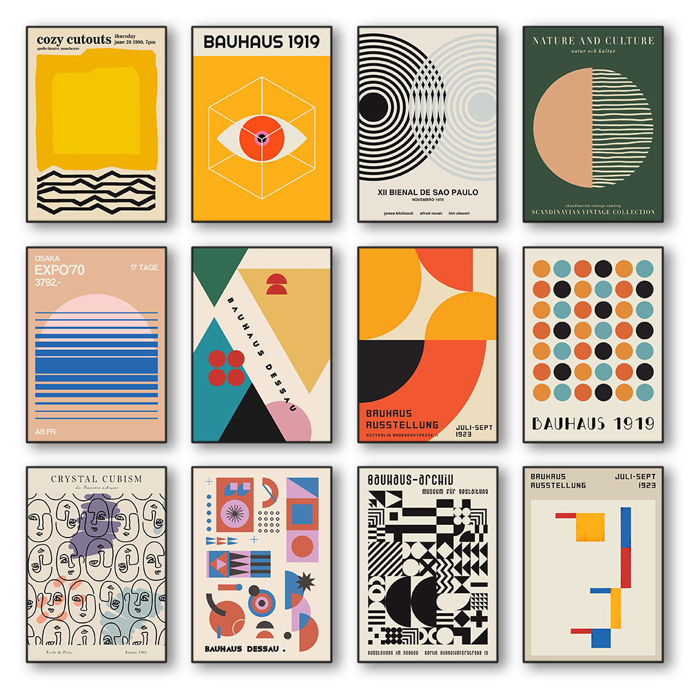 Office Technologies - Modern Abstract Bauhaus Architecture Canvas Wall